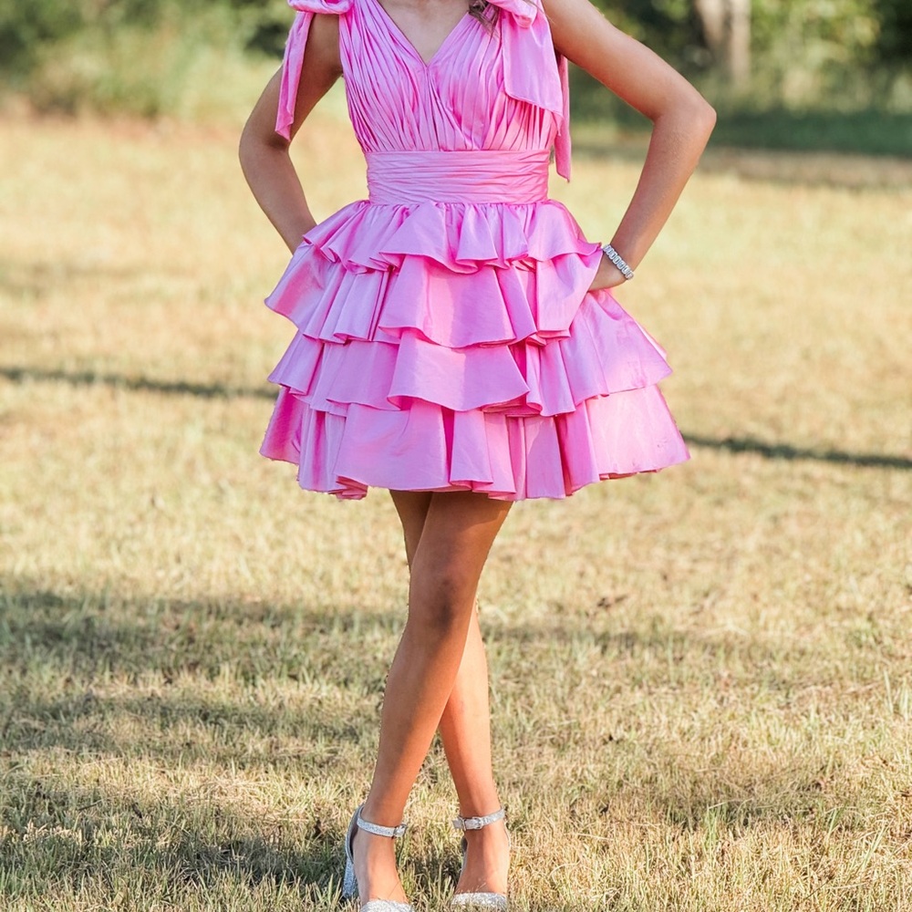 Pink Ruffled Sleeveless Dress